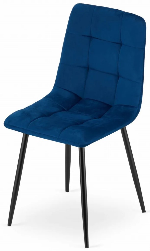 Scaun catifea albastru KARA cu picioare negre