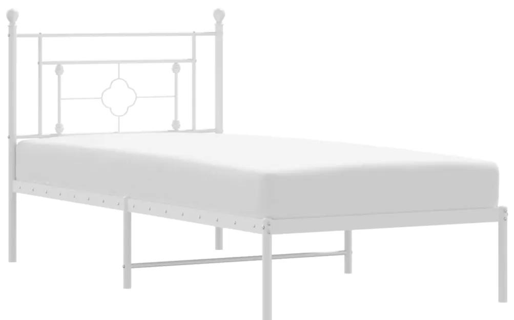 374382 vidaXL Cadru de pat metalic cu tăblie, alb, 100x190 cm