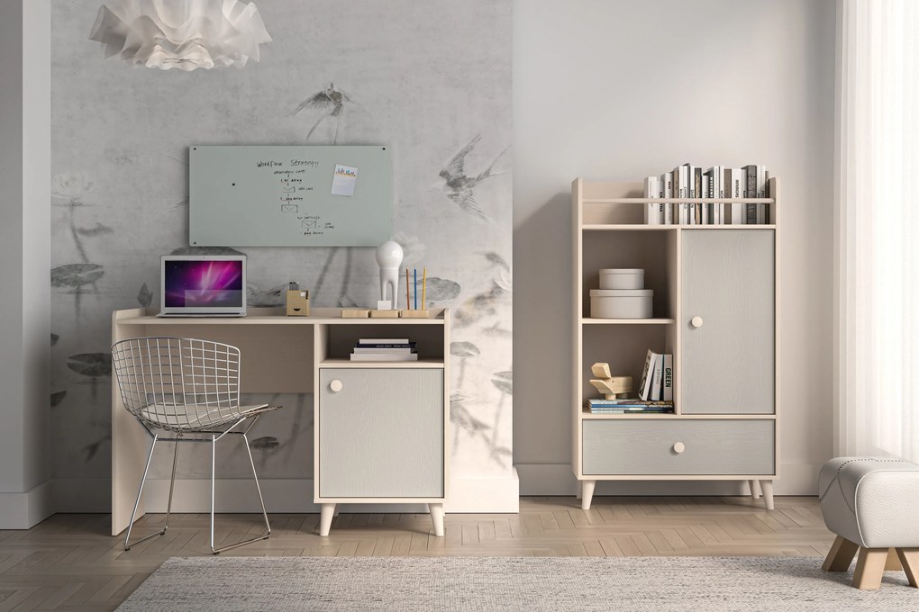 Birou Marla 120 cm - nisip deșert / palladium gri