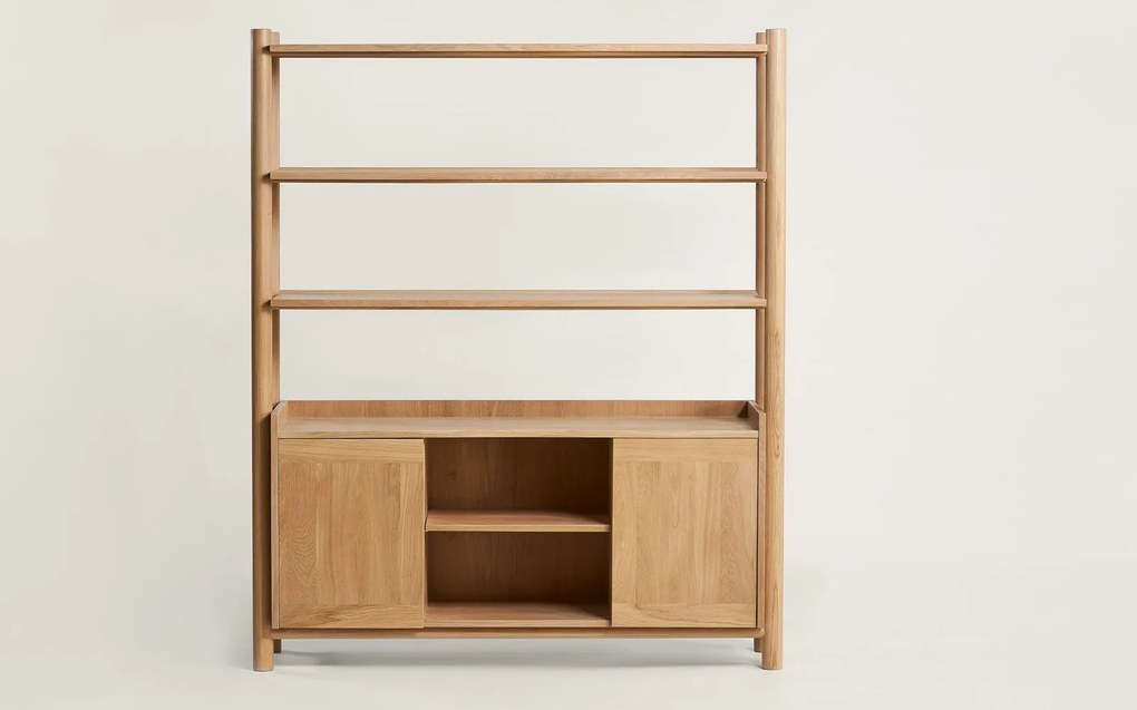 Bibliotecă lemn masiv Steekla, 152 × 43 × 183 cm