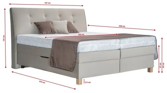 Pat saltea boxspring BEA 160x200 cm, bej