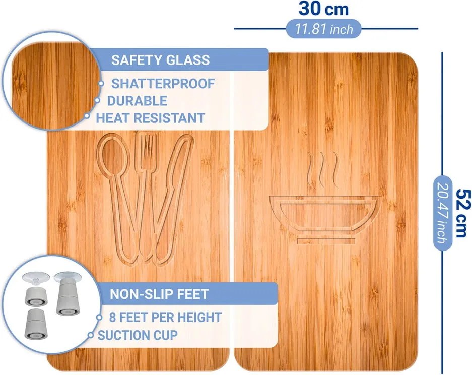 Set 2 protecții din sticlă pentru aragaz Wenko Lunch, 52 x 30 cm