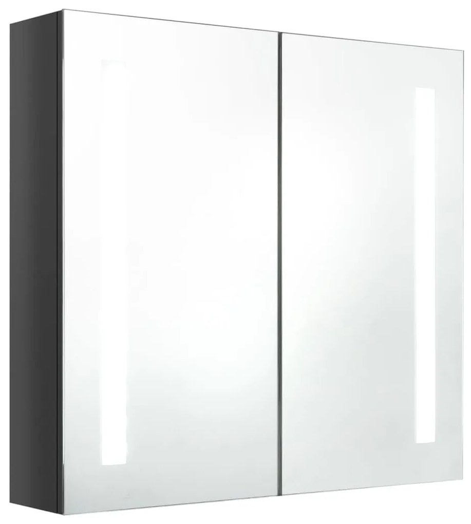 Dulap de baie cu oglinda si LED, gri stralucitor, 62x14x60 cm Gri stralucitor, 62 x 14 x 60 cm