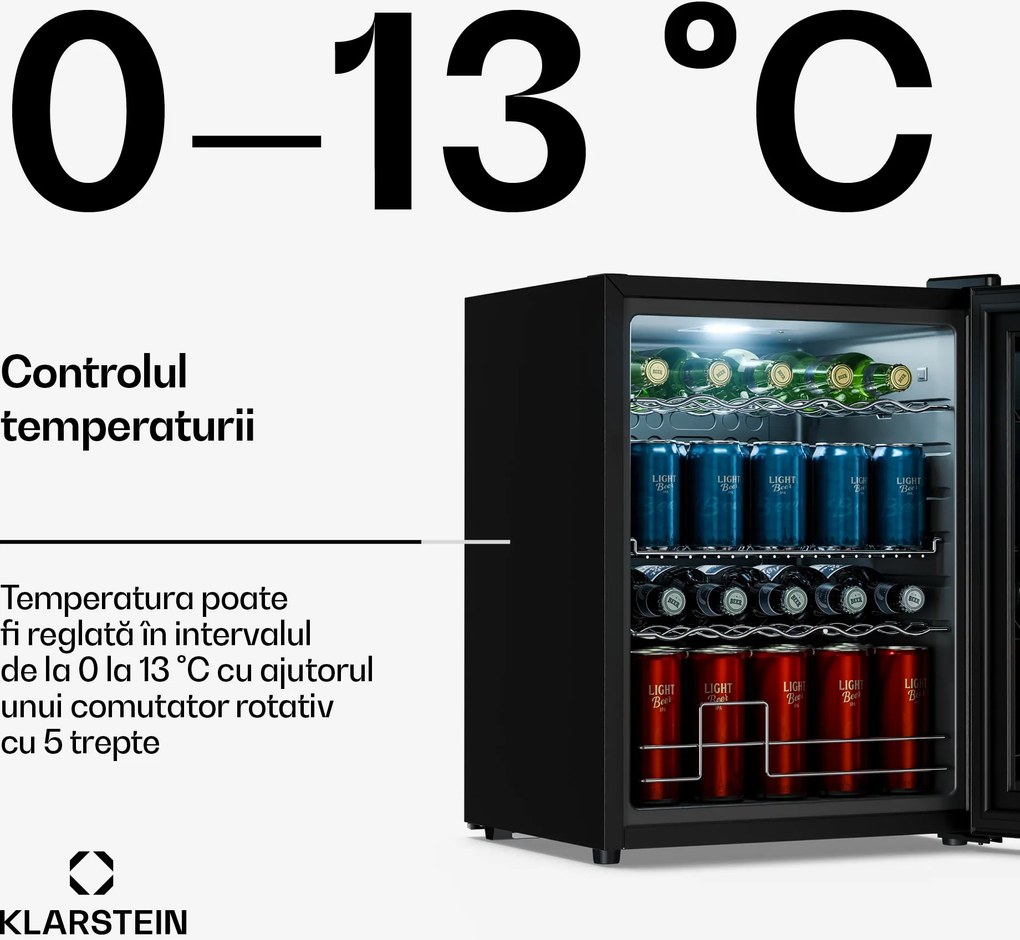 Klarstein Beersafe frigider pentru băuturi cu uși din sticlă oglindă | 64 x 48 cm | Iluminare interioară LED