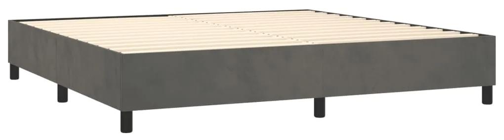 Pat box spring cu saltea, gri inchis, 200x200 cm, catifea Morke gra, 200 x 200 cm, Design simplu