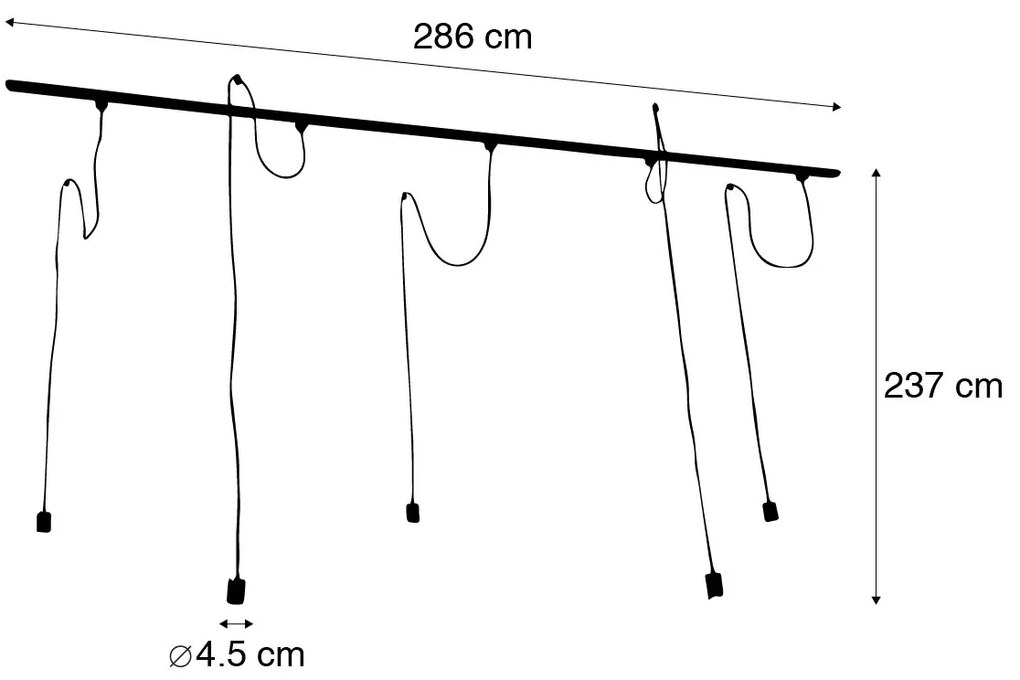 Sistem de șine modern cu 5 pandantive negre monofazate - Iconic Cavalux