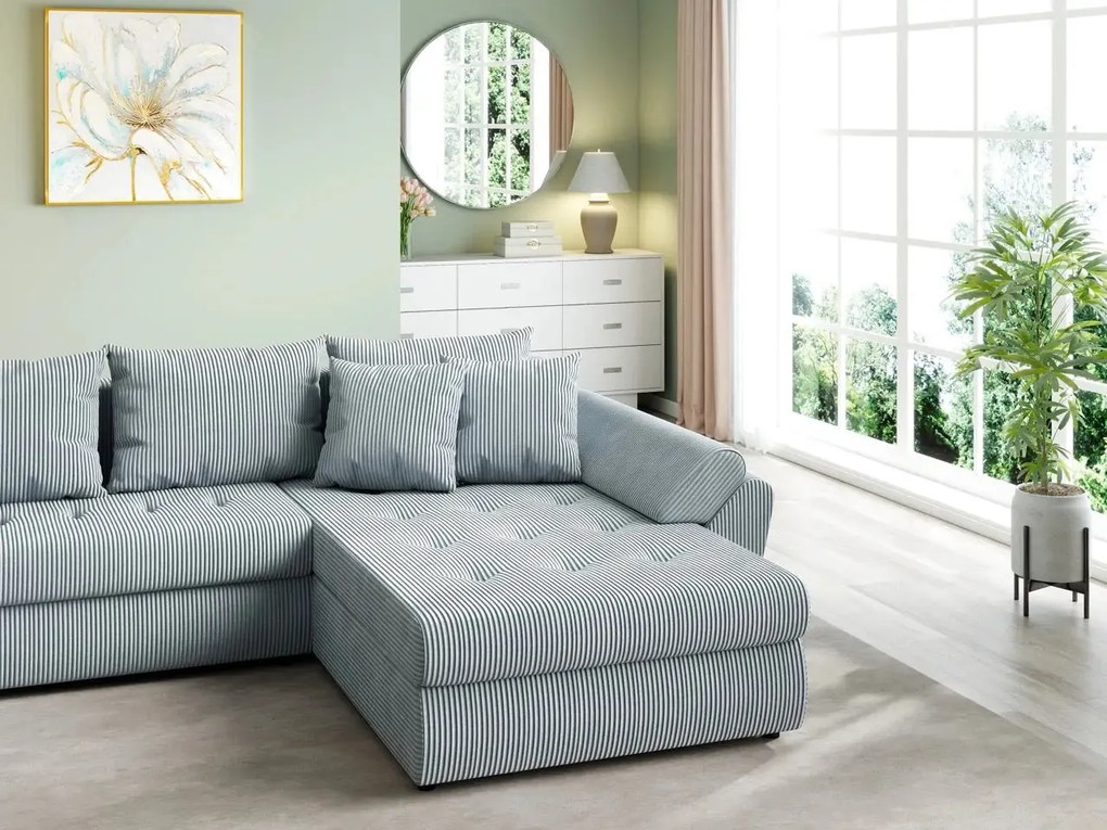 Colțar extensibil dumonde cu ladă de depozitare si sezut confortabil din spuma high-density, Loana U Zoom Grey 355x185 cm