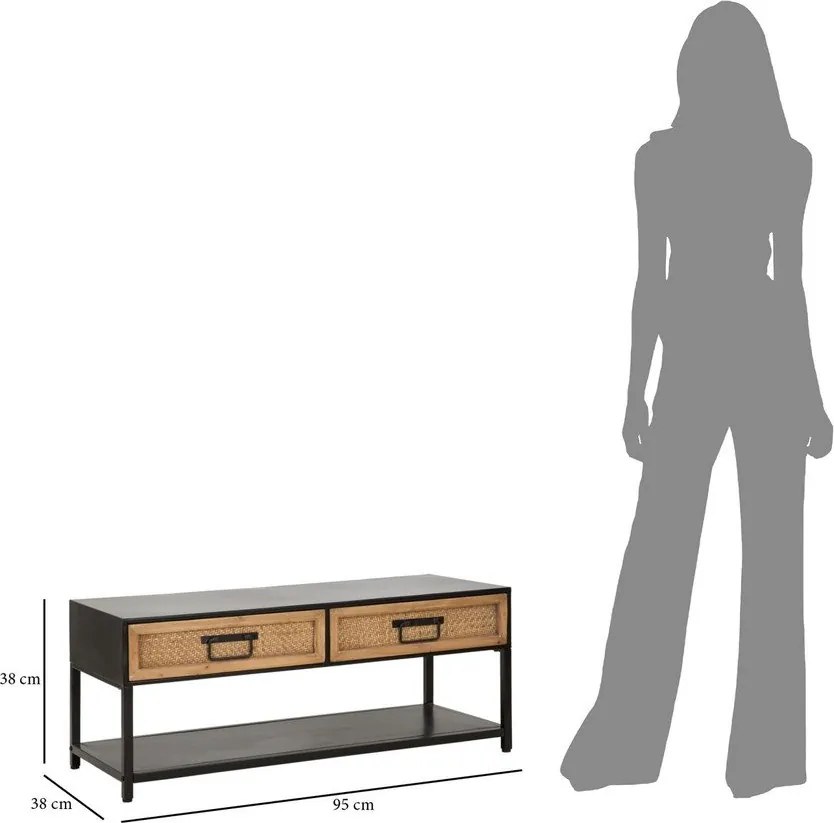 Comodă TV neagră/în culoare naturală din metal 95x38x38 cm Hanoi – Mauro Ferretti