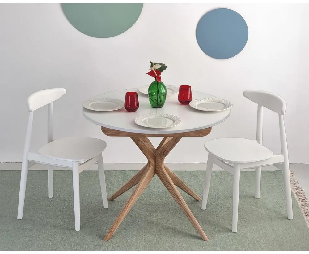Masă de dining rotundă extensibilă cu blat suplimentar ø 90 cm Jubi – Ragaba