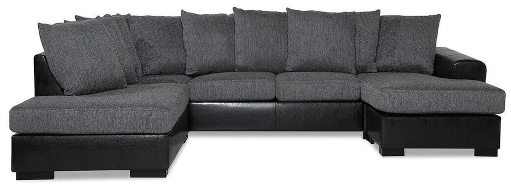 Colțar Scandinavian Choice 665Gri, Negru, 310x215x90cm, Picioare: Lemn