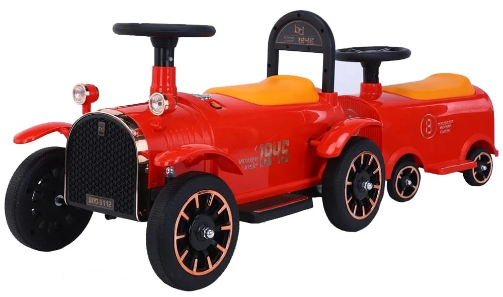 Masinuta cu acumulator si telecomanda,decapotabila cu remorca pentru copii