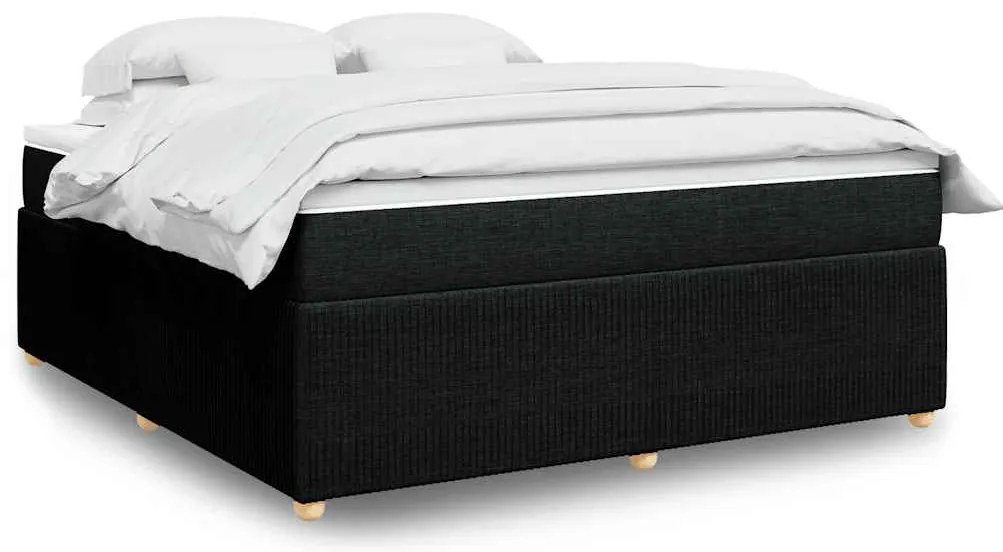 vidaXL Pat box spring cu saltea, negru, 180x200 cm, catifea
