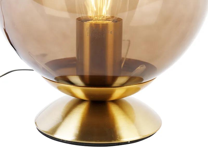Lampă de masă Art Deco din alamă cu sticlă fum - Pallon