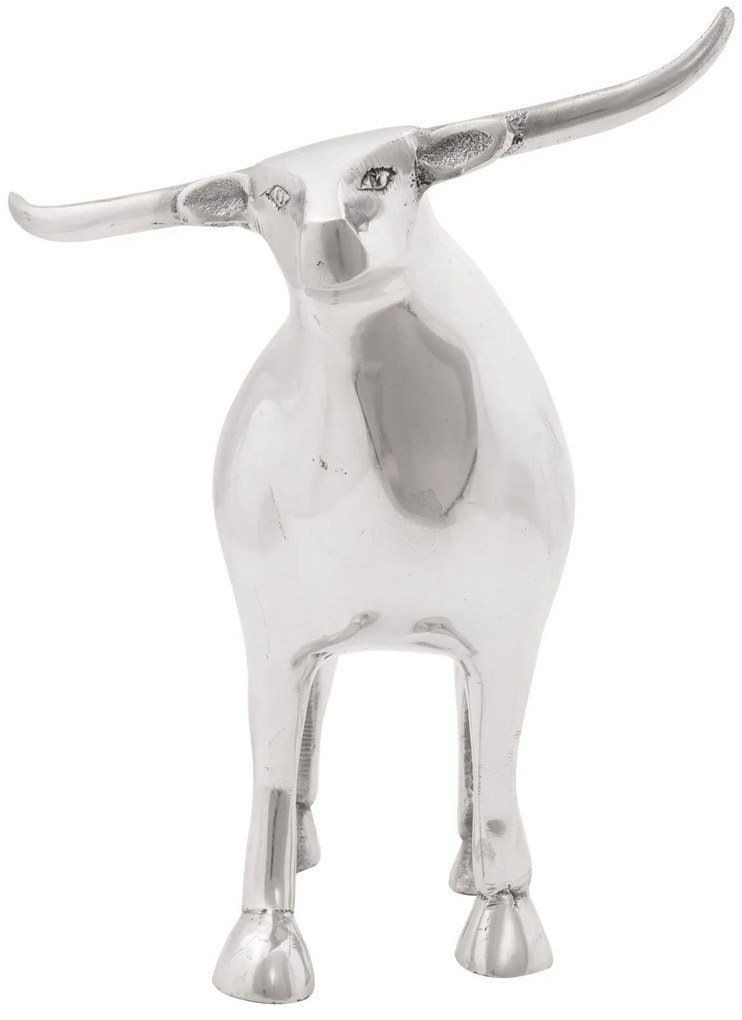 vidaXL Sculptură taur, argintiu, 20x17x23 cm, aluminiu
