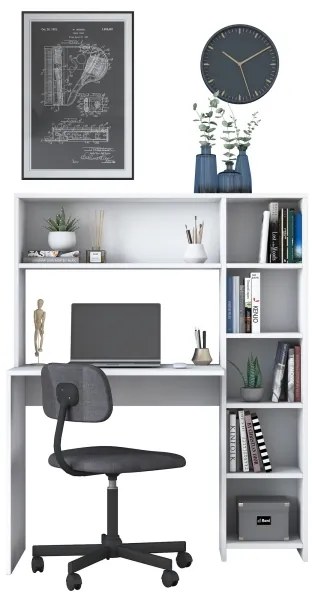 Masă de lucru cu raft RANI 113,2x141,8 cm alb