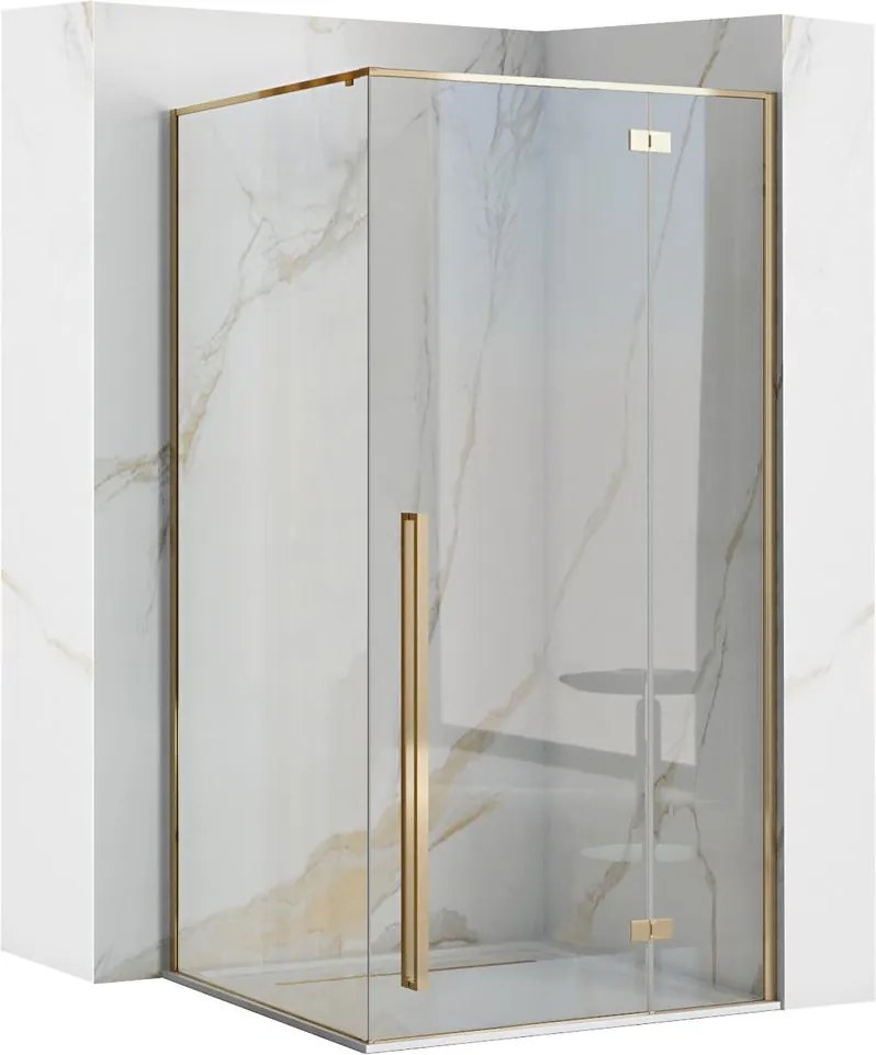 Cabina de dus Fargo cu cadita alba 90x90 cm auriu