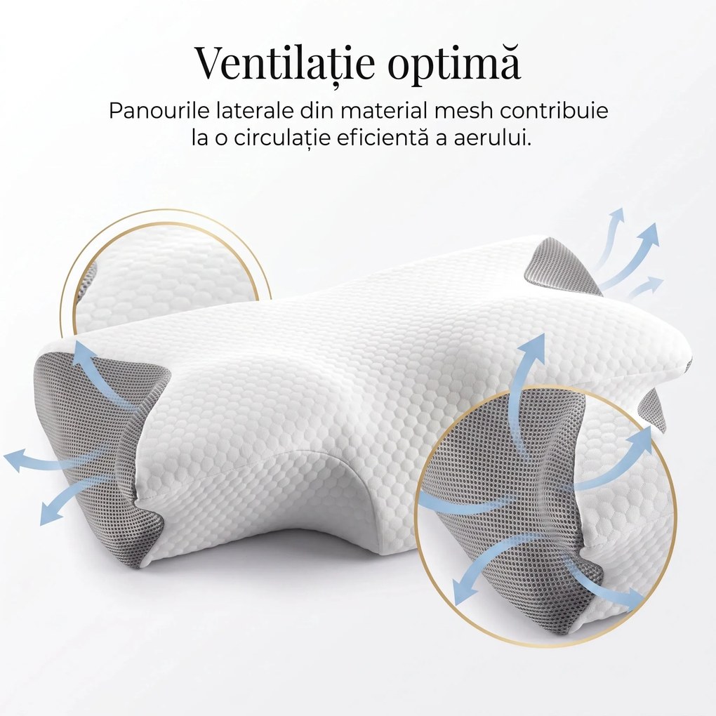 Fata de perna ergonomica Tencel, 60x40x12 cm, Alb