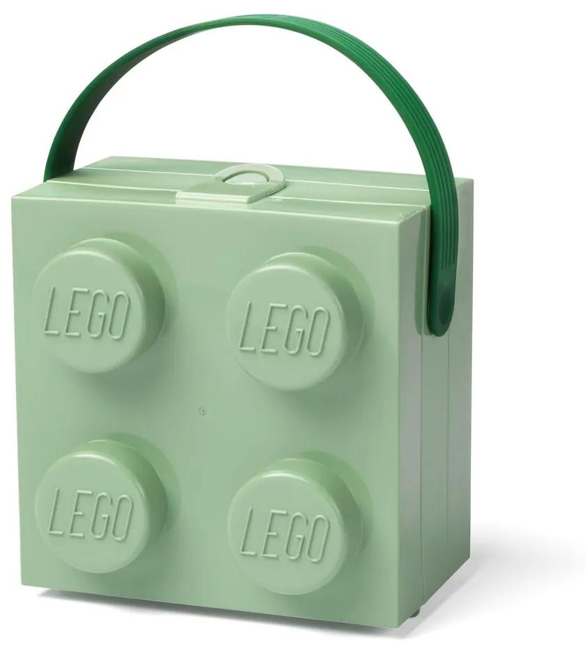 Cutie depozitare LEGO cu mâner, verde
