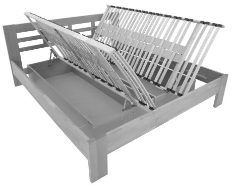 Pat matrimonial din lemn masiv cu spațiu de depozitare ANGELA 180x200 cm alb