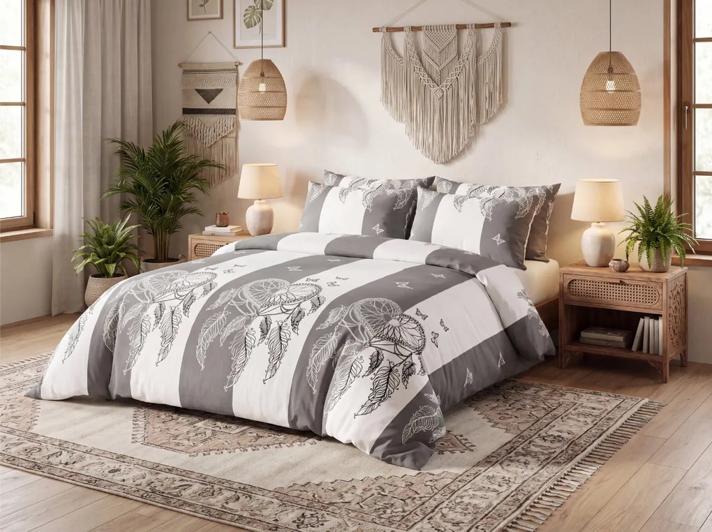Lenjerie de pat flanelata TIRSO gri-alb Dimensiune lenjerie de pat: 70 x 90 cm | 140 x 220 cm