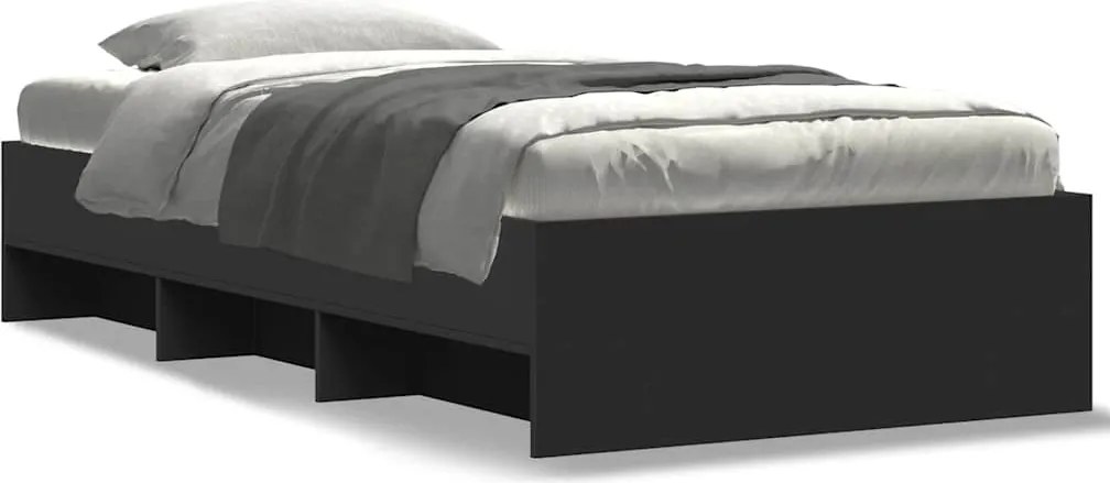vidaXL Cadru de pat, negru, 75x190 cm, lemn prelucrat