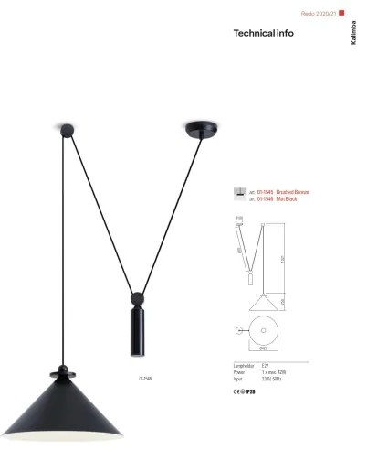 Redo 01-1545 - Lustră pe cablu KALIMBA 1xE27/42W/230V bronz