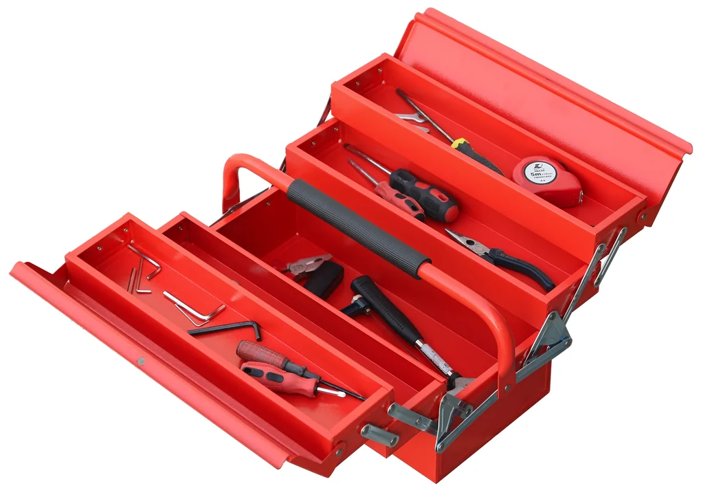 DURHAND Caseta Unelte Metalică Pliabilă, Organizator cu 5 Tavi și 3 Rafturi, pentru Atelier | Aosom Romania