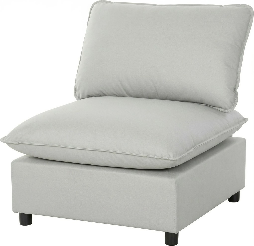 HOMCOM Scaun accent, scaun Leathaire modern cu șezut lat și adânc, pernițe groase, montaj ușor, gri | Aosom Romania