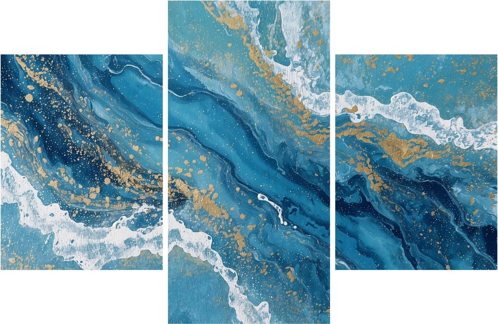 Tablou - Marmură bleu cu aur II. (90x60 cm)