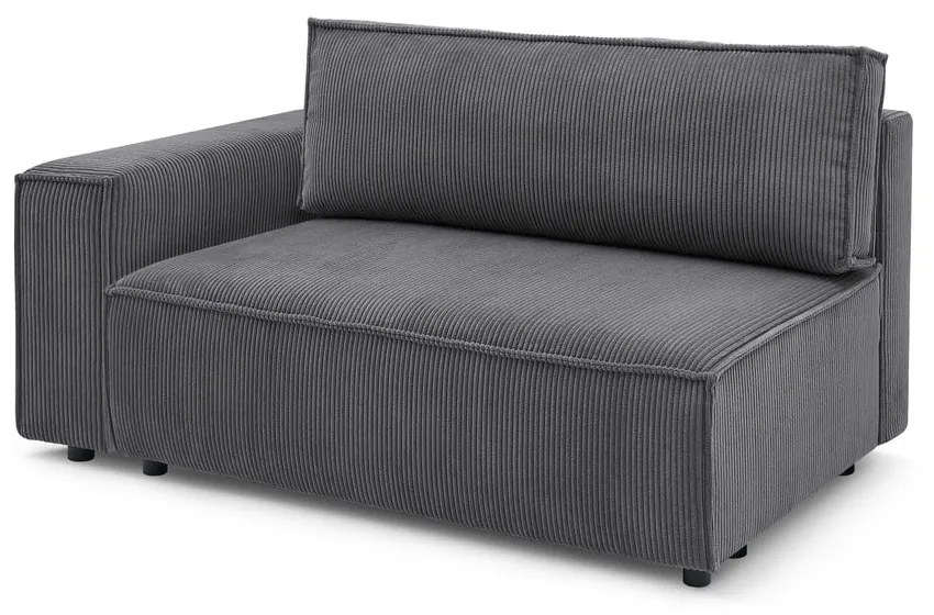 Modul pentru canapea gri închis cu tapițerie din catifea reiată (cu colț pe partea stângă ) Nihad modular – Bobochic Paris