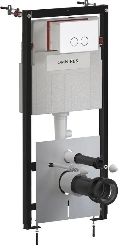 Rezervor incastrat Omnires StrongFrame ECO pentru vas WC suspendat si clapeta de actionare Steel-R45 finisaj alb mat