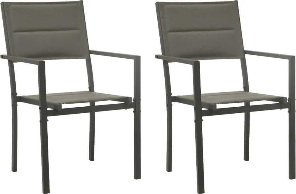 vidaXL Scaune de grădină, 2 buc., antracit & gri, oțel & textilenă