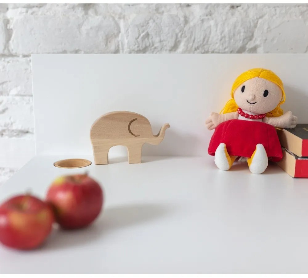 Birou cu bază din lemn de frasin Ragaba Luka, lungime 65 cm, alb