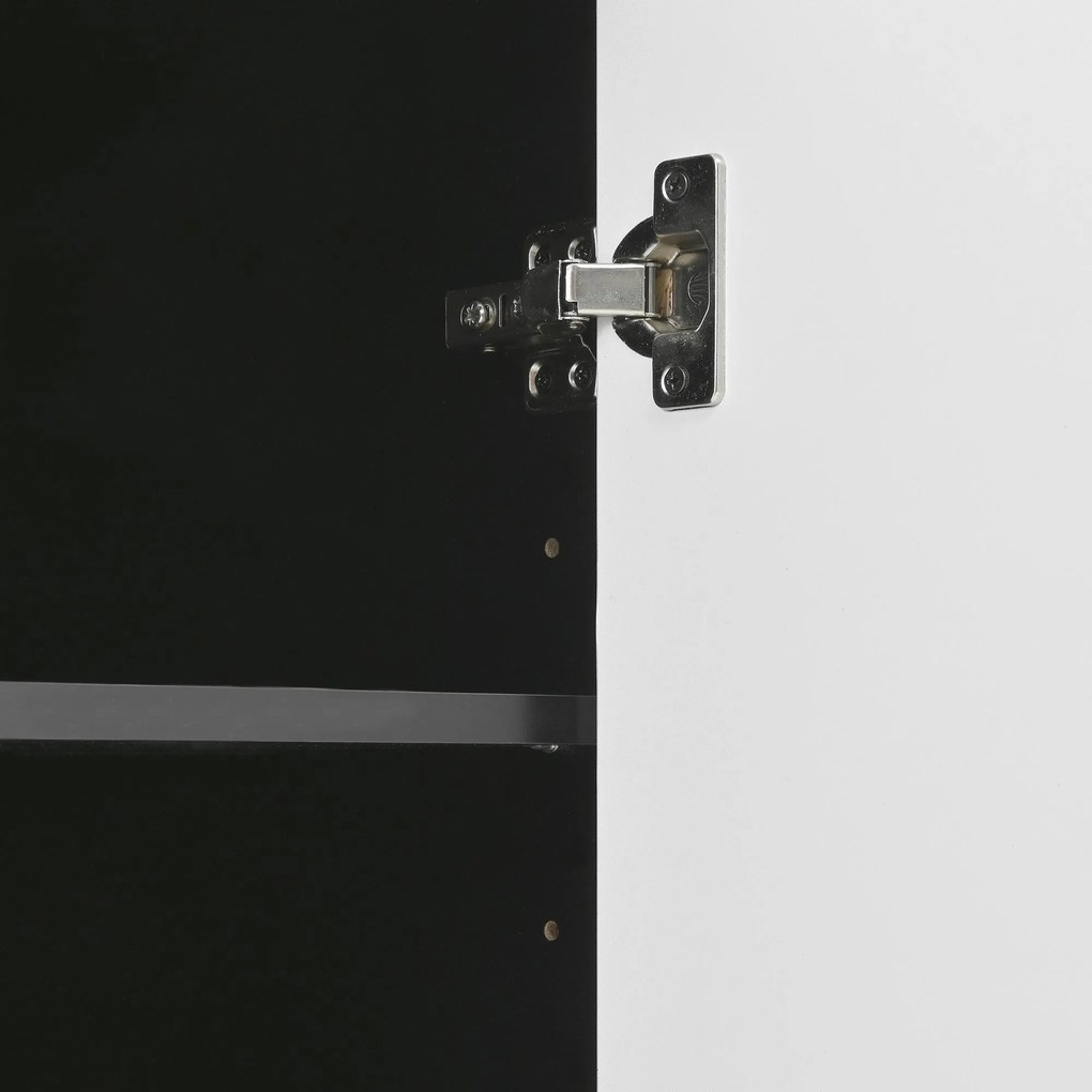 Dulap pentru pantofi cu 2 uși și 1 sertar, cu iluminare LED și raft reglabil pentru încălțăminte, 105x39,5x86 cm, Negru+Alb