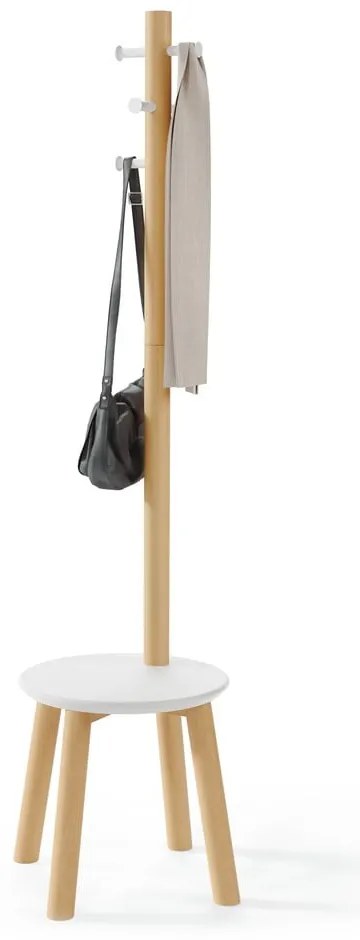 Cuier alb/în culoare naturală din lemn masiv de arbore de cauciuc Pillar – Umbra