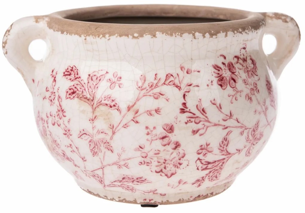 Mască de ghiveci din ceramică Vintage flower,20,5 x 12 x 16,5 cm