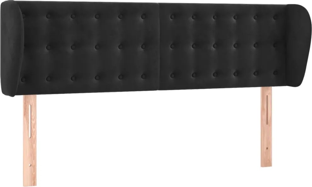 vidaXL Tăblie de pat cu aripioare negru 147x23x78/88 cm catifea
