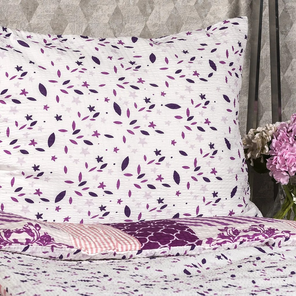 Lenjerie de pat din crep 4Home Patchwork violet, 140 x 220 cm, 70 x 90 cm