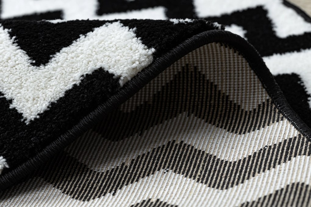 Covor Sketch rotund - F561 negru și alb - Zig Zag