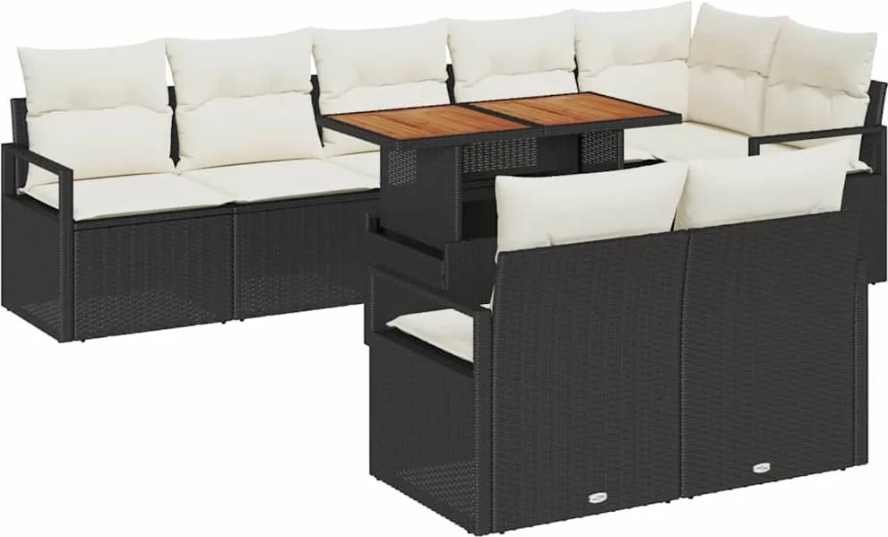 vidaXL Set de canapele pentru grădină 9 pcs Negru Rattan poli