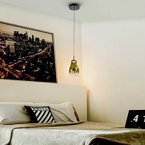 Pendul LED design modern Aledis negru/ auriu