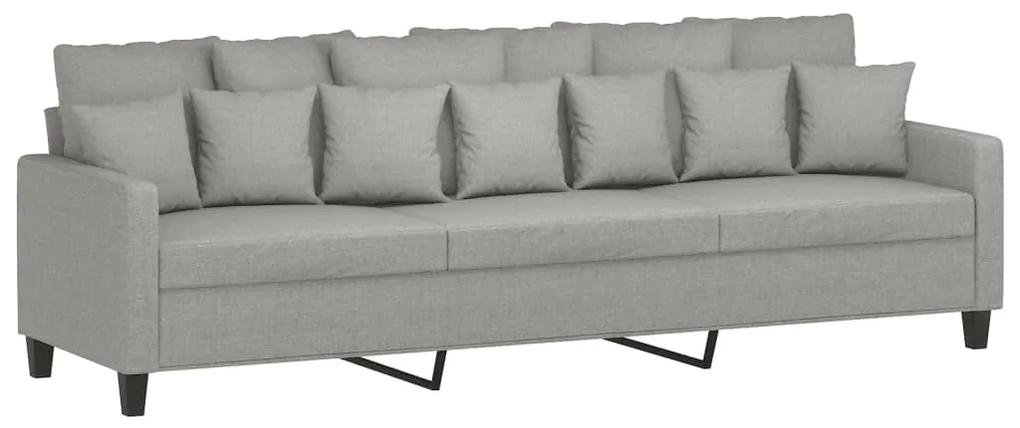 Canapea cu 3 locuri si taburet, gri deschis, 210 cm, textil