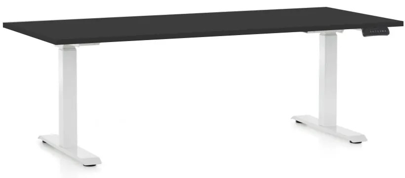 Masa inaltime reglabila OfficeTech C, 180 x 80 cm, bază albă, negru