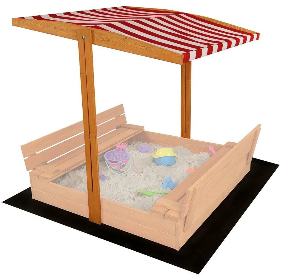 Copertină Baby Mix pentru lada de nisip din lemn 120 x 120 cm, roșu și alb