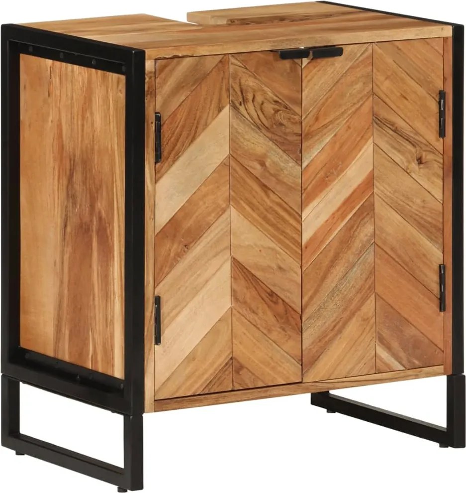 vidaXL Dulap de baie, 55x35x60 cm, lemn masiv de acacia și fier