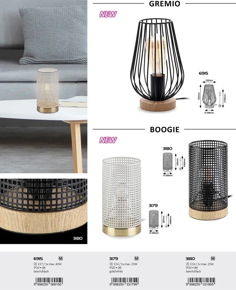 Veioza, lampa de masa design industrial Gremio negru