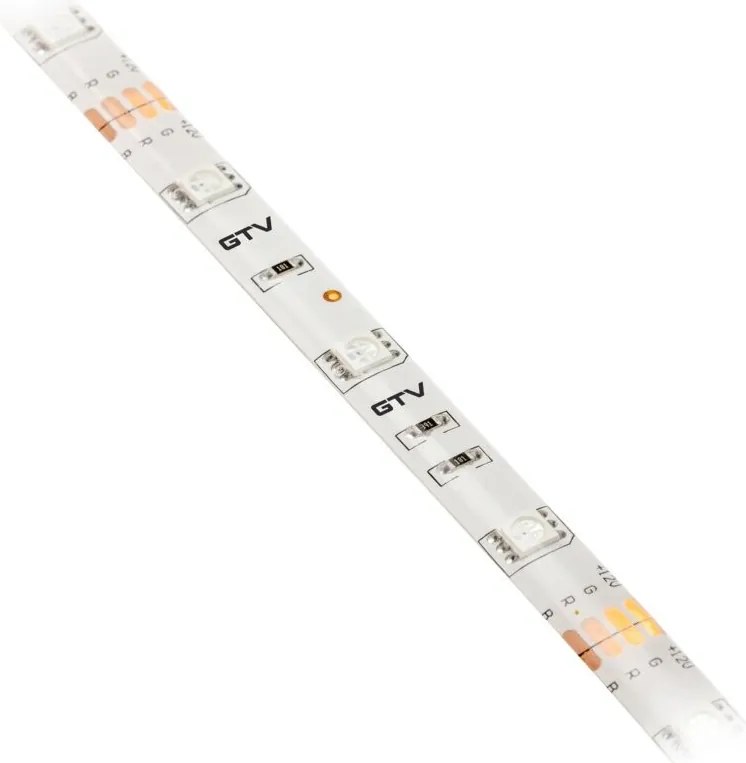 Bandă LED Flash GTV pentru mobilier, lumină RGB, 30 LED m, 450 lm m, 7,2 W m, 12V, IP65, 5 m Multicolor, 7.2 W/m, 12 V, LED Flash, 450 lm/m, 10 mm