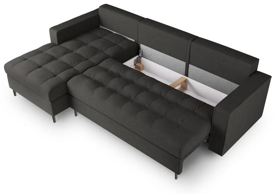 Canapea extensibilă cu șezlong stânga Milo Casa Santo, gri închis