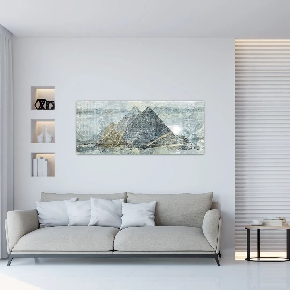 Tablou - Piramide în filtru albastru (120x50 cm)