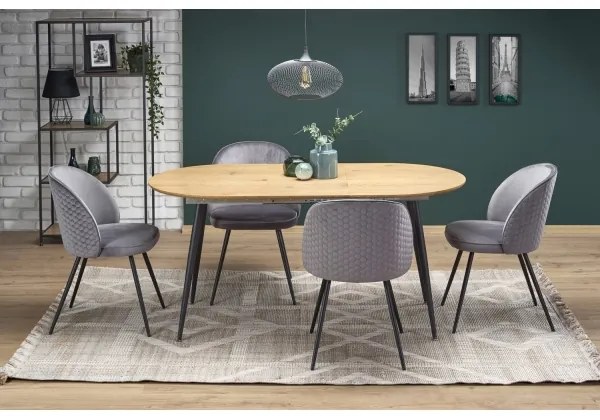 Masă de dining BALNOR, stejar/negru